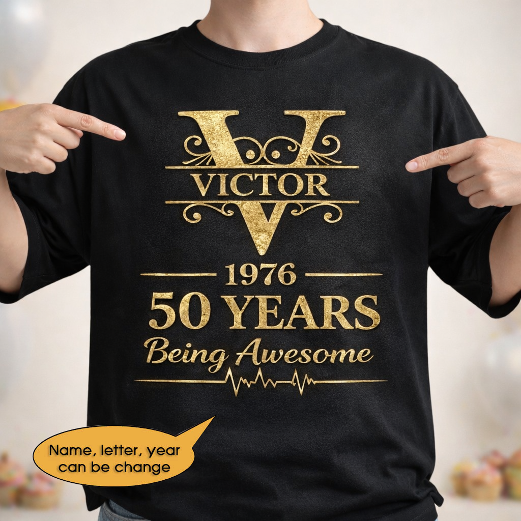 T-Shirt Age personalized name, year, letter for birthday