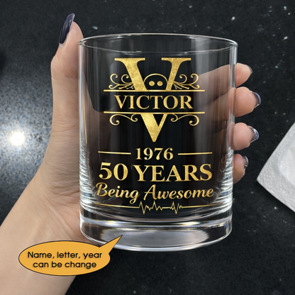 Glass Whiskey Age personalized name, year, letter for birthday Hot Sale