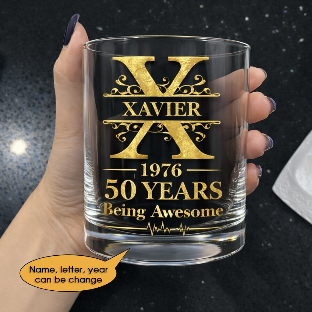 Glass Whiskey Age personalized name, year, letter for birthday Hot Sale