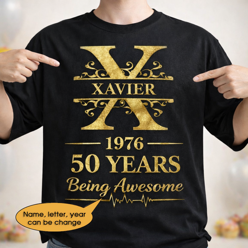 T-Shirt Age personalized name, year, letter for birthday