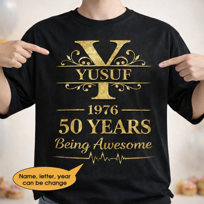 T-Shirt Age personalized name, year, letter for birthday