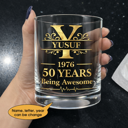 Glass Whiskey Age personalized name, year, letter for birthday Hot Sale